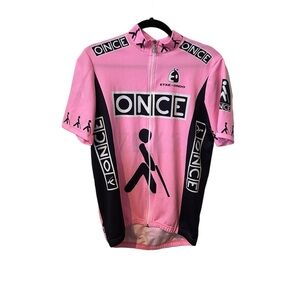 Etxe-Ondo Pink Once Cycling Jersey Size XXL Full Zip Front 3 Pockets On Back.
